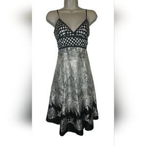 Satin Black and White Sleeveless Dress